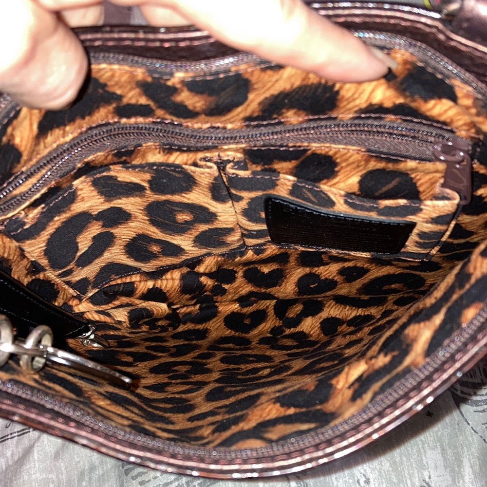 Brighton EUC Peyton Faux Crocodile Pebbled Leather Copper/Brown Bag with charm. - Picture 11 of 14